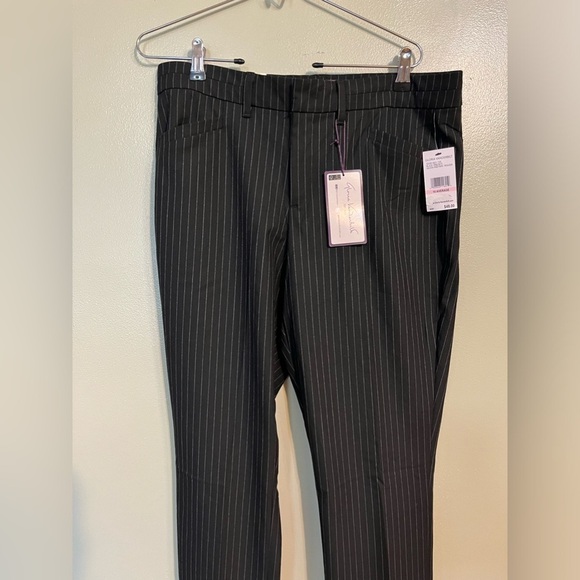 Gloria Vanderbilt Womens Black Micro flax Twill Haven Striped Trousers 10 New - Picture 3 of 14